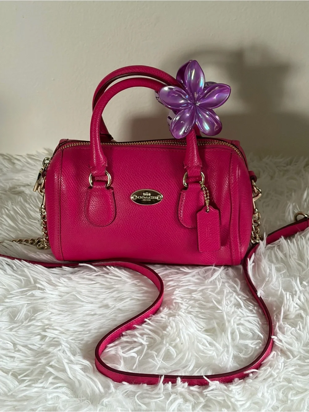 Coach Mini Baby Bennett Crossbody Handbag in Pink Ruby